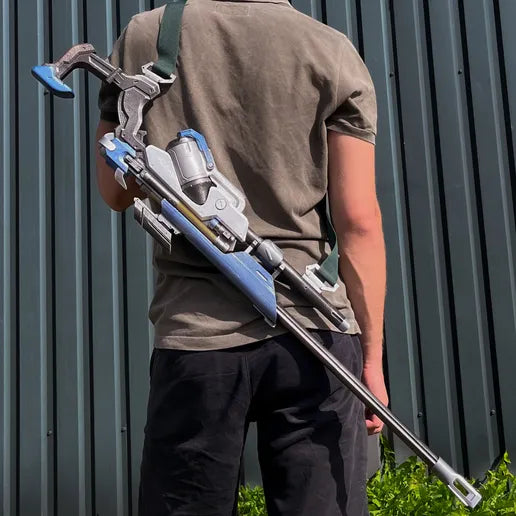 finished Ana Biotic Rifle-inspired 3D printed cosplay prop photographed from another angle