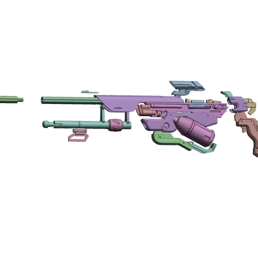 finished Ana Biotic Rifle-inspired 3D printed cosplay prop render