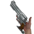 Full view of finished Cassidy Peacekeeper-inspired 3D printed cosplay prop photographed from another angle
