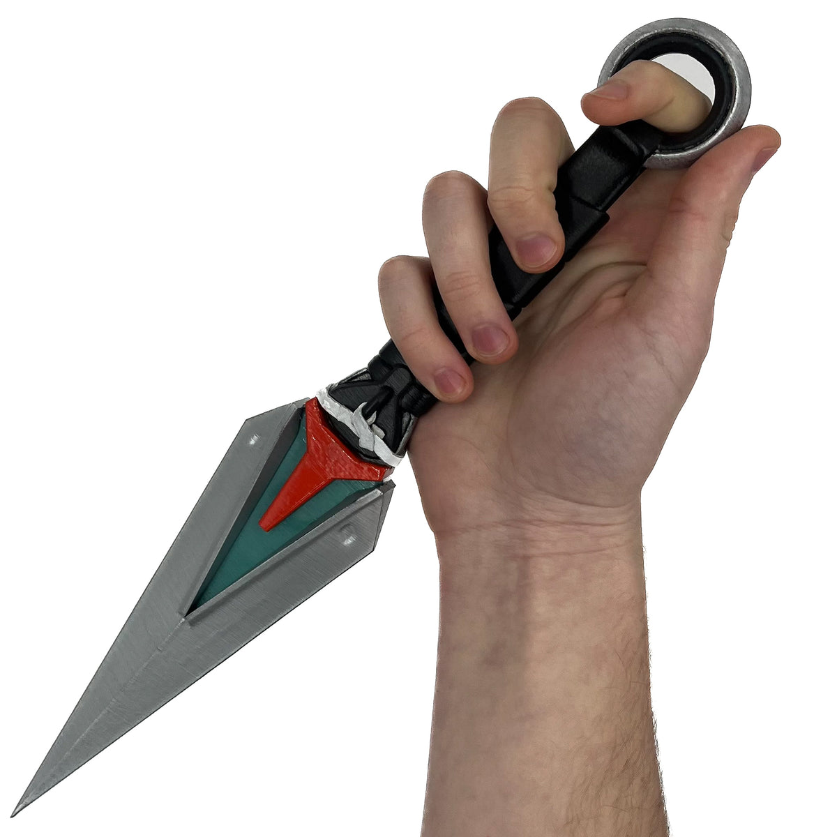 finished Kiriko Kunai-inspired 3D printed cosplay prop photographed from another angle