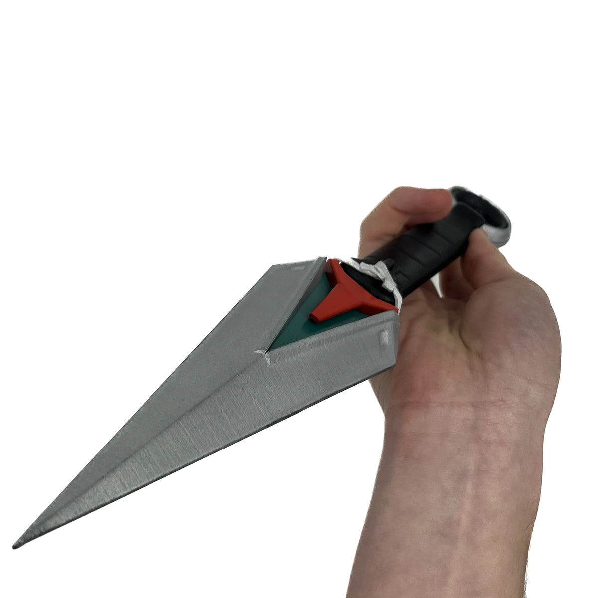 finished Kiriko Kunai-inspired 3D printed cosplay prop photographed from another angle