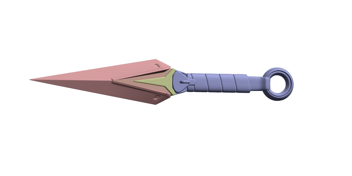 finished Kiriko Kunai-inspired 3D printed cosplay prop digital render