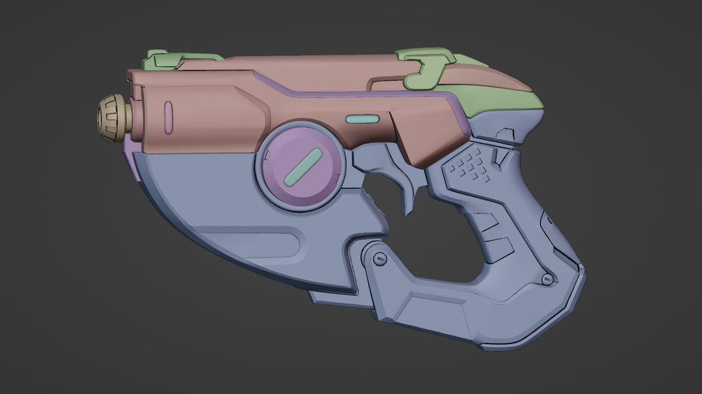 finished Tracer Pulse Pistol-inspired 3D printed cosplay prop digital render